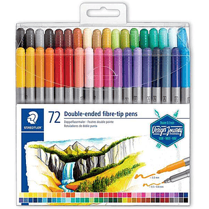 Staedtler 3200 Pack de 72 Rotuladores de Doble Punta - Resistente a la Presion - Colores Surtidos