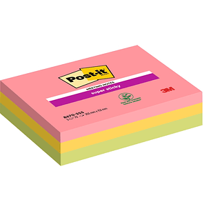 Post-It Super Sticky Pack de 3 Blocs de 70 Notas para Reuniones Adhesivas Reposicionables - 203x153mm - Colores Surtidos