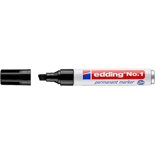Edding Nº1 Rotulador Permanente - Punta Biselada - Trazo entre 1 y 5 mm. - Recargable - Secado Instantaneo - Color Negro