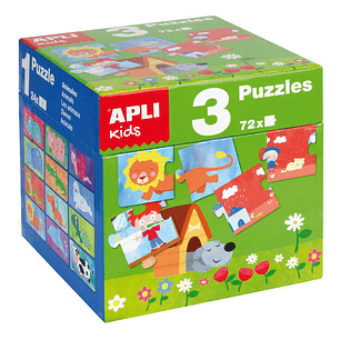 Apli Puzles Educativos - 24 Piezas de 7x7cm - Desarrollo de Habilidades y Capacidades - Tematicas: Animales, Casa y Estaciones - Ideal para Niños de 3