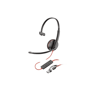 Plantronics/Poly Blackwire C3210 USB-C/USB-A Auricular Monoaural con Microfono - Almohadilla Acolchada - Controles en Cable