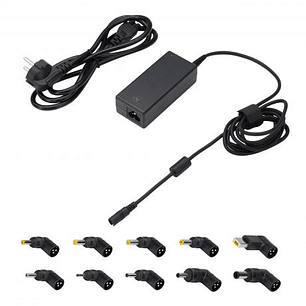 Ewent Cargador Universal para Portatil de 65W - 10 Clavijas Intercambiables - Automatico - Gestion Inteligente de Corriente - Color Negro