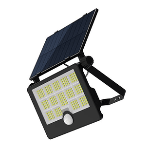 Elbat Foco Solar LED 50W - 1600LM - Luz Fria 6500K - Sensor de Movimiento - Deteccion de 3 a 5 Metros - IP65