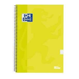 Oxford School Classic Cuaderno Espiral Tapa Extradura Write&Erase - Folio 4x4 con Margen - 80 Hojas - Color Lima