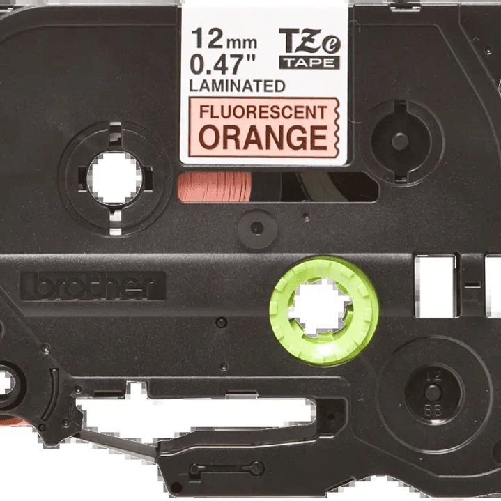 Brother TZeB31 Cinta Laminada Fluorescente Original de Etiquetas - Texto negro sobre fondo naranja - Ancho 12mm x 5 metros 1