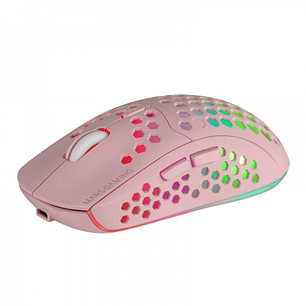 Mars Gaming MMW3 Raton Inalambrico Ultraligero - RGB Flow - Sensor Optico 3200 DPI - Switches HUANO - Bateria Recargable - Diseño Ergonomico Rosa - Co