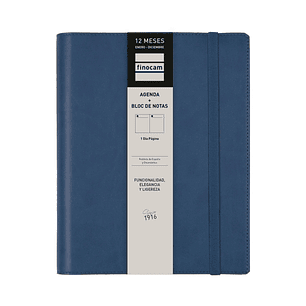 Finocam Duoband Agenda - Anual 2026 - Bloc de Notas - Formato E10 - 176x28x226mm - 1 Dia por Pagina - Color Azul