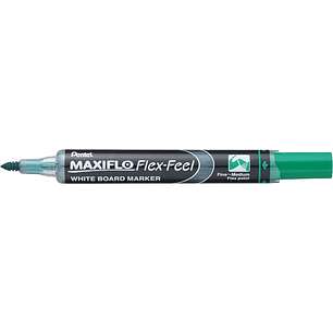 Pentel Maxiflo Flex-Feel Rotulador para Pizarra Blanca - Punta Flexible 4.6mm - Trazo de 1 a 5mm - Dosificacion de Tinta mediante Embolo - Color Verde