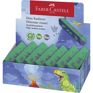 Faber-Castell Dinosaurio Goma de Borrar sin PVC - Forma Triangular Ergonomica - Sin Residuos - Borrado Limpio y Facil