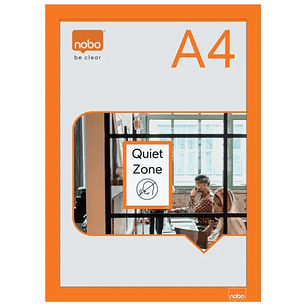 Nobo Pack de 2 Marcos Autoadhesivos Magneticos en Formato A4 - Colocacion en Vertical u Horizontal - Marco de Color Naranja