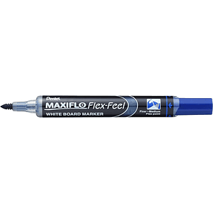 Pentel Maxiflo Flex-Feel Rotulador para Pizarra Blanca - Punta Flexible 4.6mm - Trazo de 1 a 5mm - Dosificacion de Tinta mediante Embolo - Color Azul