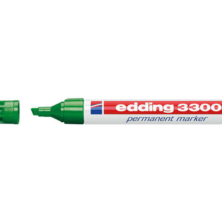 Edding 3300 Rotulador Permanente - Punta Biselada - Trazo entre 1 y 5 mm. - Tinta Casi Inodora - Secado Rapido - Color Verde 1