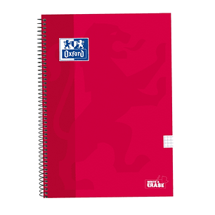 Oxford School Classic Cuaderno Espiral Tapa Extradura Write&Erase - Folio 4x4 con Margen - 80 Hojas - Color Rojo