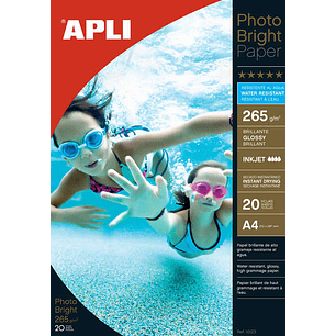 Apli Papel Fotografico Photobright Resistente Al Agua A4 265g 20 Hojas