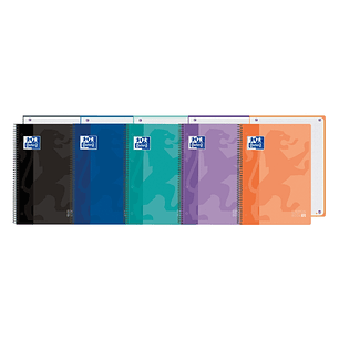 Oxford School Classic Europeanbook 1 Cuaderno A4+ 80 Hojas Microperforadas Cuadricula 5x5mm - Tapa de Plastico Translucido - Colores Surtidos