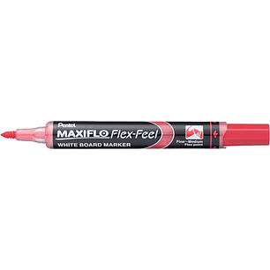 Pentel Maxiflo Flex-Feel Rotulador para Pizarra Blanca - Punta Flexible 4.6mm - Trazo de 1 a 5mm - Dosificacion de Tinta mediante Embolo - Color Rojo