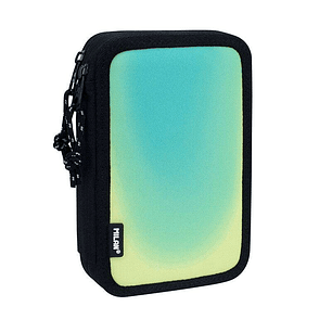 Milan Sunset Plumier de 2 Pisos con 2 Gomas de Borrar, Sacapuntas, Lapiz, Boligrafo Compact, Regla, 12 Lapices de Colores y 18 Rotuladores - Color Neg