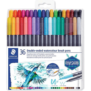 Staedtler 3001 Pack de 36 Rotuladores Acuarelables de Doble Punta - Colores Surtidos