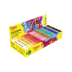 Jovi Expositor de 15 Pastillas de Plastilina 150gr - Muy Moldeable - No Se Seca - Sin Gluten - Colores Surtidos