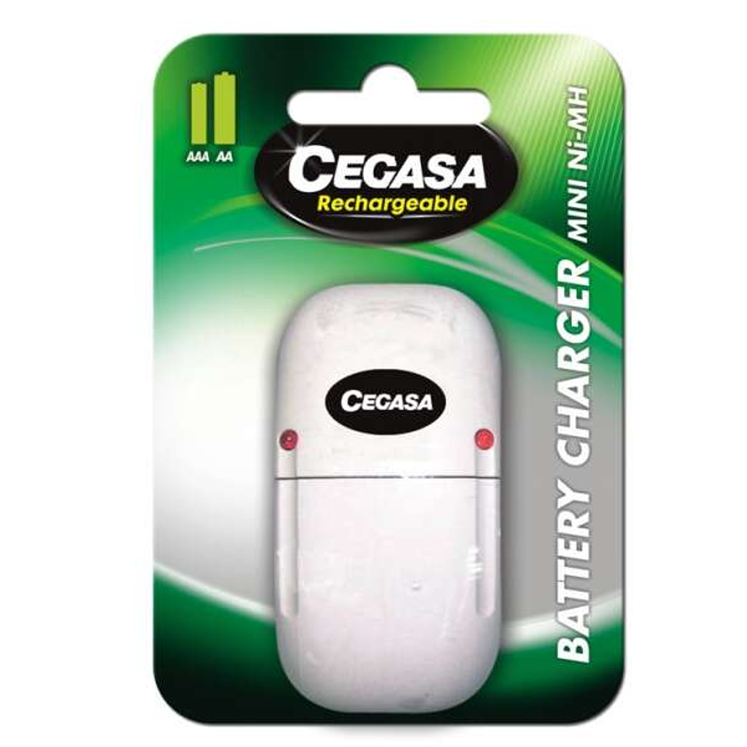 Cegasa Cargador Compacto de Pilas AA/AAA - Recargas Ilimitadas - Facil de Usar - Ideal para el Hogar - Color Blanco 1