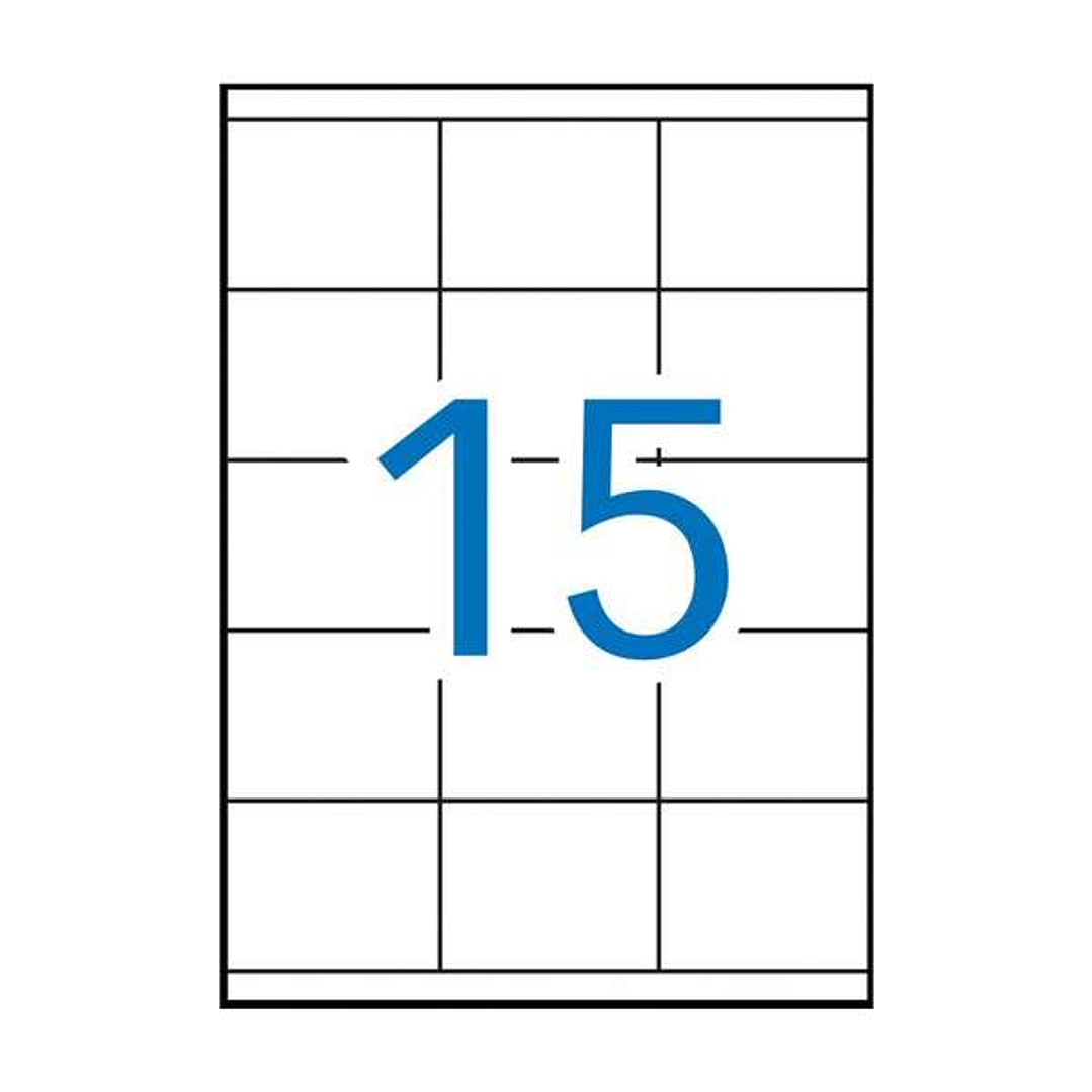 Apli Pack de 1.500 Etiquetas Rectangulares 70x50,8mm - 100 Hojas por 15 Etiquetas - Adhesivo Permanente - Cantos Rectos - Color Blanco 1
