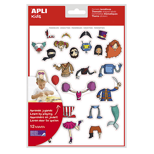 Apli Gomets Tematicos Personajes - 300 Unidades - Adhesivo Removible - Ilustraciones Divertidas - Ideal para Escuelas - Adhesivo Base Agua - Libre de 