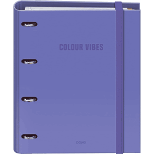 Dohe Colour Vibes Carpeta de 4 Anillas Mixtas de 35mm Recambio 100 Hojas Cuadricula 5mm - Formato A4 - Cierre con Goma - Incluye 4 Separadores y Sobre