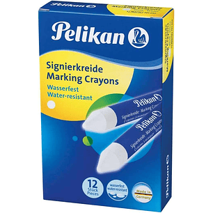 Pelikan Pack de 12 Ceras para Marcar - Resistente al Agua - Facil de Borrar - Ideal para Resaltar Texto - Color Blanco