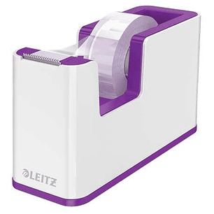 Leitz WOW Dispensador de Cinta Adhesiva - Para Rollos de hasta 19mm x 33m - Incluye Cinta Autoadhesiva Escribible - Color Blanco/Violeta