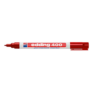 Edding 400 Rotulador Permanente - Punta Redonda - Trazo 1 mm. - Recargable - Secado Rapido - Color Rojo