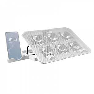 Mars Gaming MNBC23 Base de Refrigeracion - 6 Ventiladores LED Azul - Stand Ajustable - Estructura Robusta - Soporte Smartphone - 2 Puertos USB 2.0 - C