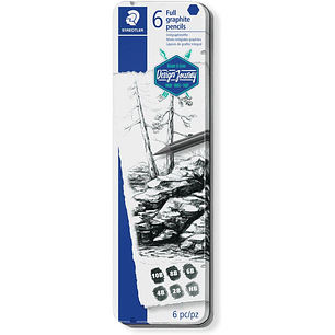 Staedtler Mars Lumograph Pure Graphite 100G Pack de 6 Lapices de Grafito - Tonos Brillantes - Graduaciones Surtidas