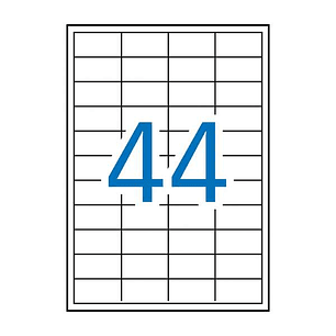 Apli Pack de 4.400 Etiquetas Rectangulares 48.5x25.4mm - 100 Hojas por 44 Etiquetas - Adhesivo Permanente - Cantos Rectos - Color Blanco
