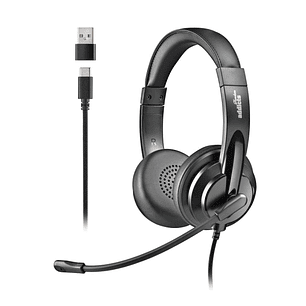 NGS VOX605-C Auriculares USB-C con Microfono - Microfono Regulable y Flexible - Almohadillas y Diadema Acolchadas - Diadema Ajustable - Control en Cab