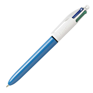 Bic 4 Colours Original Boligrafo de Bola Retractil - Punta Media de 1.0 mm - Tinta con Base de Aceite - Cuerpo Azul/Blanco - 4 Colores