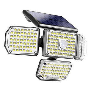Elbat Foco Solar Cuadruple con Sensor LED 430lm - Sensor de Movimiento de 3 - 5m - Panel Solar Integrado 5.5V, 1.5W - Bateria 3.7V, 1200mAh - Angulo I