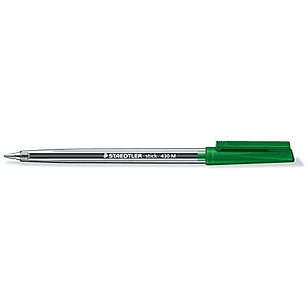 Staedtler Stick 430 Boligrafo con Capuchon - Punta 0.35mm - Tinta Endeleble - Color Verde