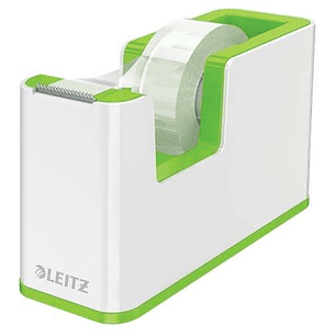 Leitz WOW Dispensador de Cinta Adhesiva - Para Rollos de hasta 19mm x 33m - Incluye Cinta Autoadhesiva Escribible - Color Blanco/Verde