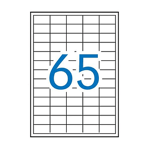 Apli Pack de 6.500 Etiquetas Rectangulares 38x21.2mm - 100 Hojas por 65 Etiquetas - Adhesivo Permanente - Cantos Rectos - Color Blanco