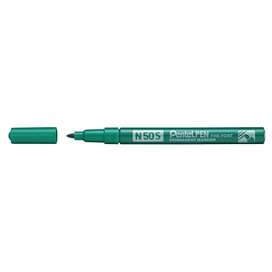 Pentel Pen N50S Rotulador Permanente - Punta Fina 3.18mm - Resistente a Agua y Luz - Color Verde