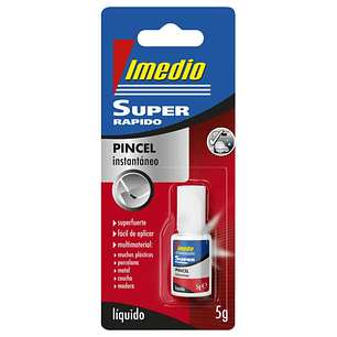 Imedio Super Rapido Bote de Pegamento Instantaneo con Pincel 5gr - Transparente - Multimaterial