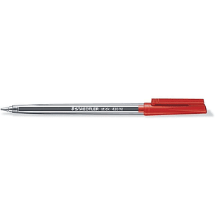 Staedtler Stick 430 Boligrafo con Capuchon - Punta 0.35mm - Tinta Endeleble - Color Rojo