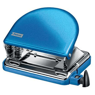 Petrus 52 WOW Taladro Perforador Clasico Metalico - Hasta 20 Hojas - Marcas de Formato - Facil Vaciado - Punzones 5.5mm - Color Azul
