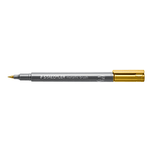 Staedtler Metallic Brush Rotulador Punta Pincel - Trazo 1 - 6mm Aprox - Tinta Base de Agua - Color Oro