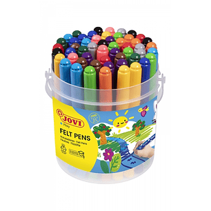 Jovi Felt Pens Bote de 48 Rotuladores Jumbo - Punta de 3mm - Tinta de Gran Fijacion - Capuchon de Seguridad Ventilado - Colores Surtidos
