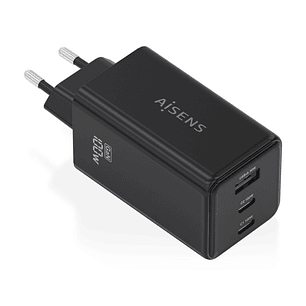 Aisens Cargador GAN 100W - 2xUSB-C PD3.0, QC4.0, QC5.0 - 1xUSB-A QC3.0 - Color Negro