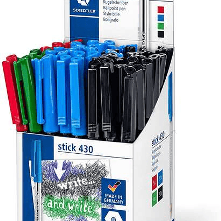 Staedtler Stick 430 Boligrafo de Bola Punta 0.35mm - Tinta Endeleble - Colores Surtidos 1