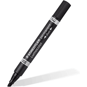 Staedtler Lumocolor 348 Rotulador Permanente de Doble Punta F de 0,6mm y M Biselada de 1,5-4mm - Secado Rapido - Color Negro