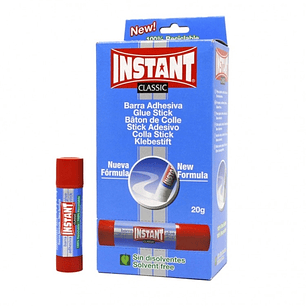 Instant Classic Barra de Pegamento 20grs - Apto para Uso Infantil y/o Domestico - Lavable - Sin Disolventes