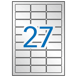 Apli Etiquetas Metalizadas Plata 63.5 x 29.6mm 20 Hojas